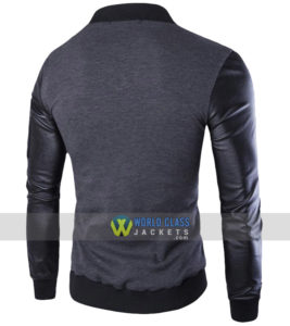 Stand Collar Single Breasted Slim Fit Men's Casual Jacket Grey