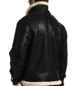 B-3 Aviator Bomber Men Black Real Sheepskin Fur Flight Leather Jacket Winter Sale