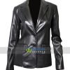 Women Casual Office Black Leather Blazzer Jacket