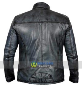 Mens Cafe Racer Retro Distressed Vintage Moto Black Leather Jacket