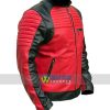 Men's Quilted Red and Black Faux Leather Designer Biker Jacket