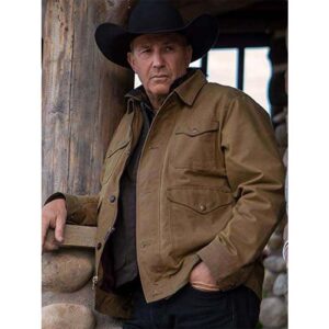 Shop Yellowstone John Dutton Brown Cotton Jacket Online