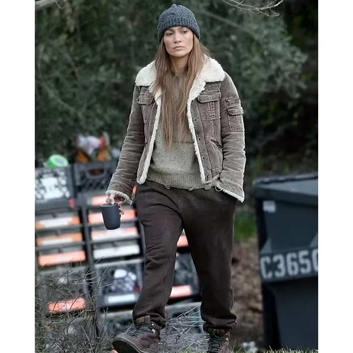 Get Jennifer Lope Brown Shearling Jacket from movie The Mother